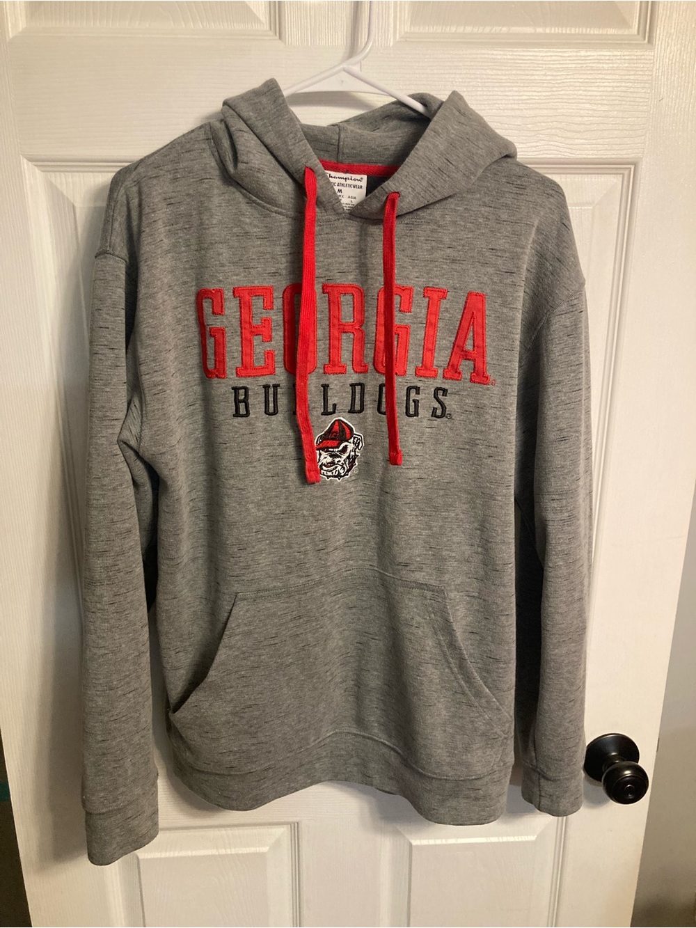 Champion Heavyweight Gray Hoodie with Red Georgia Bulldogs Script